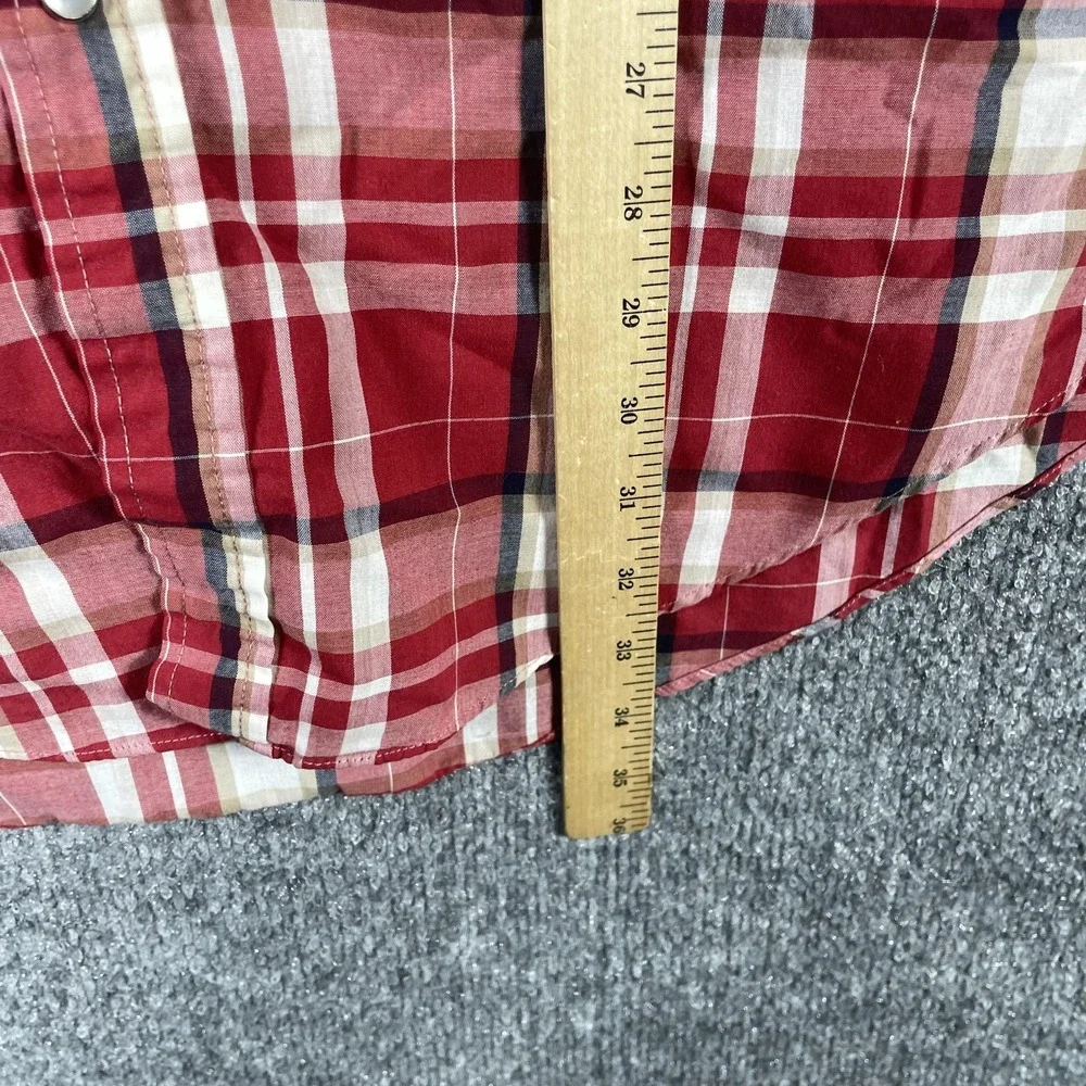 Ely Cattleman Shirt Mens XL Red Plaid Short Sleeve Pearl Snap Button Up Western - Picture 11 of 12